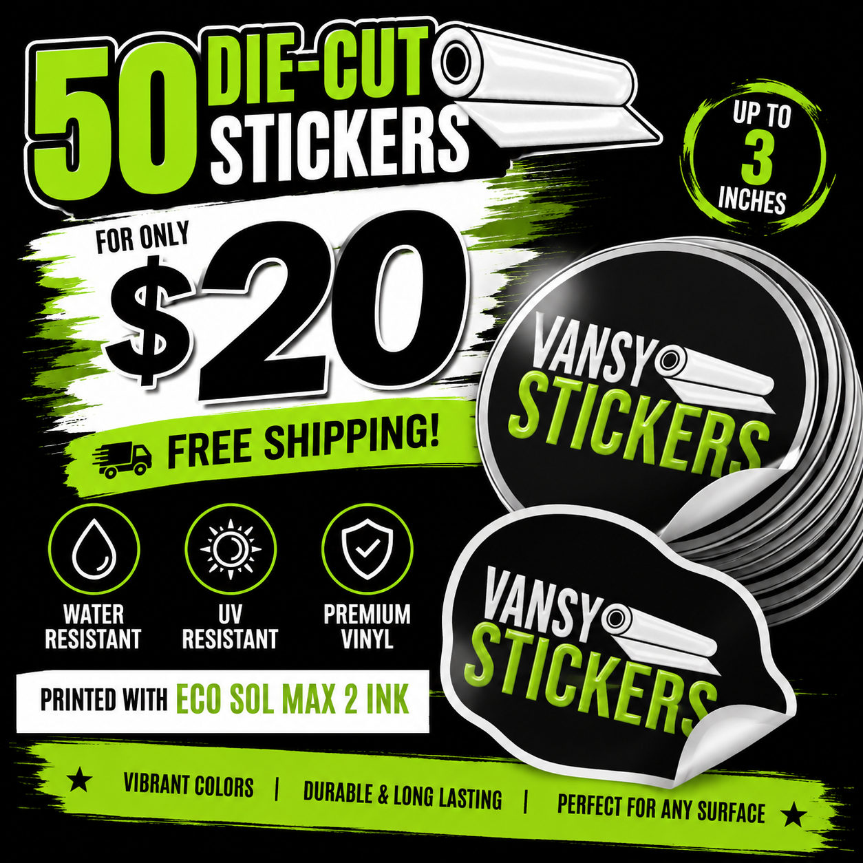 50 Die-Cut Stickers for $20